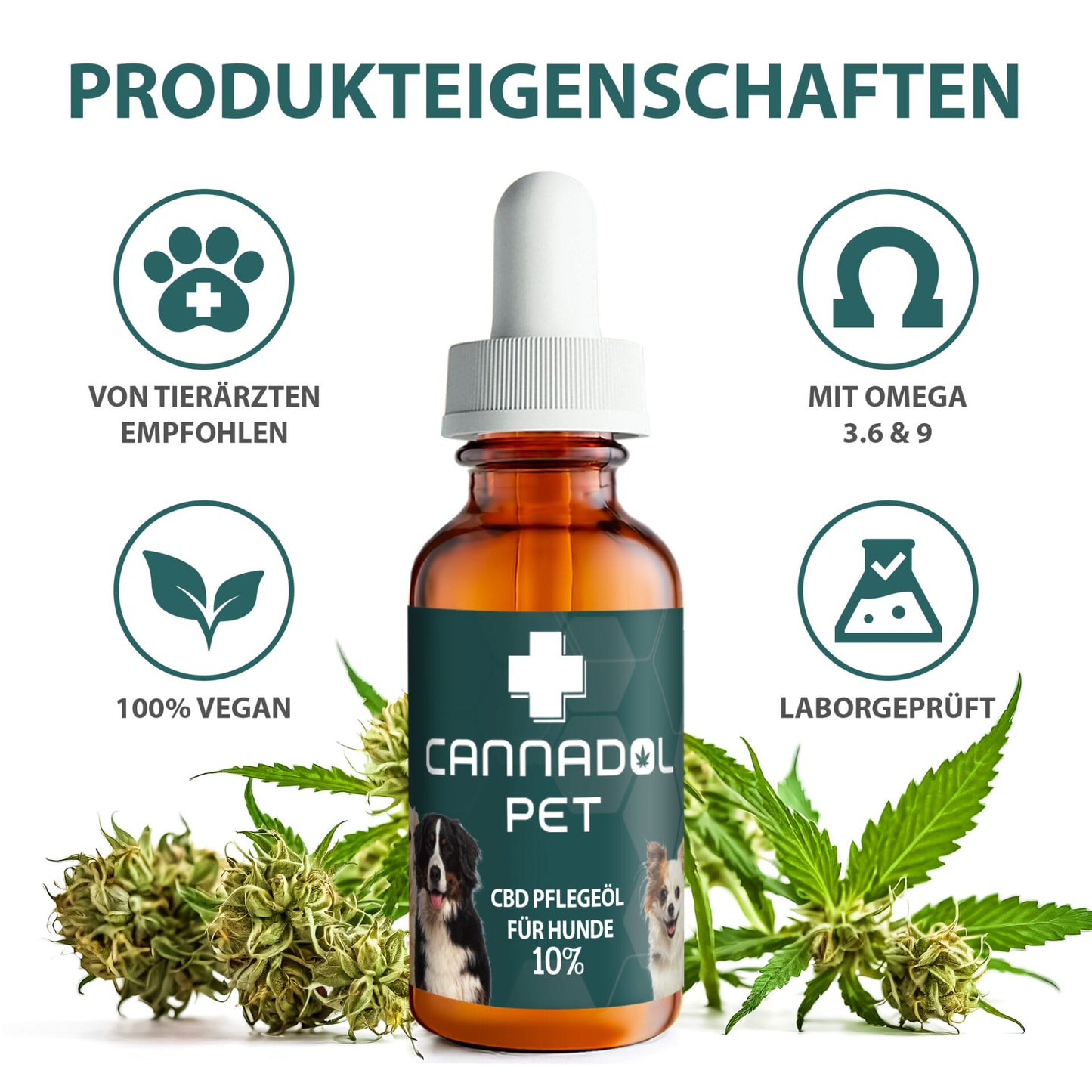 Cannadol Pet - Premium CBD Pflegeöl für Hunde 10% - 10 ml
