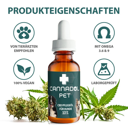 Cannadol Pet - Premium CBD Pflegeöl für Hunde 10% - 10 ml
